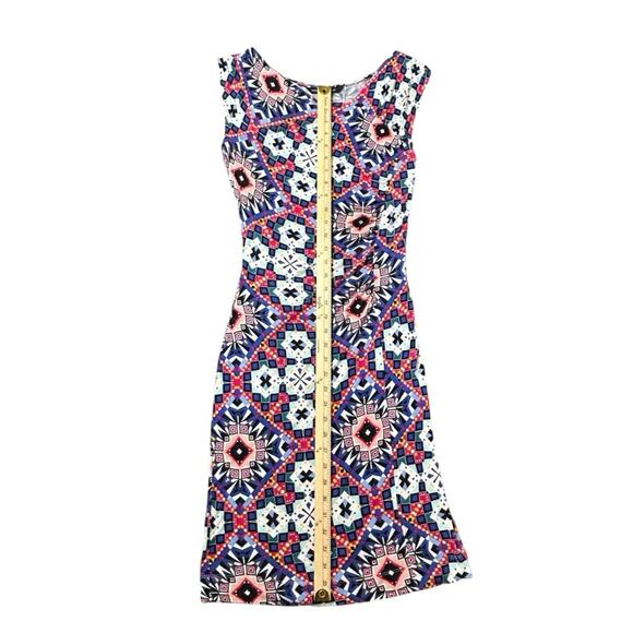 French Connection Dress Womens Size 4 Multicolor Electric Mosaic Jersey Stretchy - Picture 2 of 8